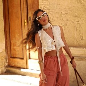 Zara Embroidered Mirror Crop Top